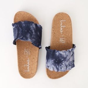 LULU’S Alexa Blue Multi Slide Sandals